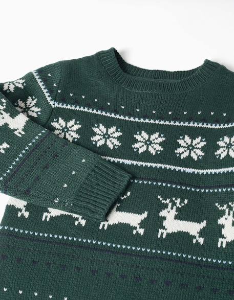 Pull en maille avec motif jacquard Vert foncé 3 - vertbaudet enfant 