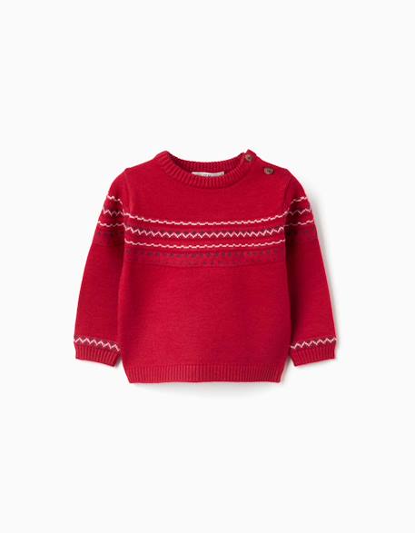 Pull en maille avec motif jacquard Rouge 1 - vertbaudet enfant 