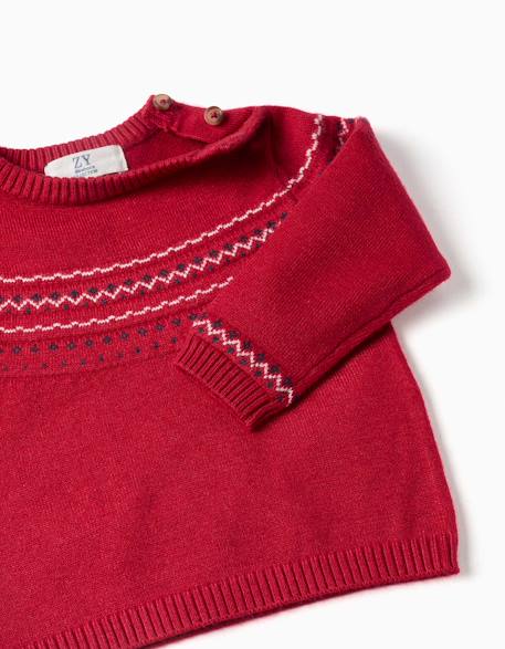 Pull en maille avec motif jacquard Rouge 3 - vertbaudet enfant 
