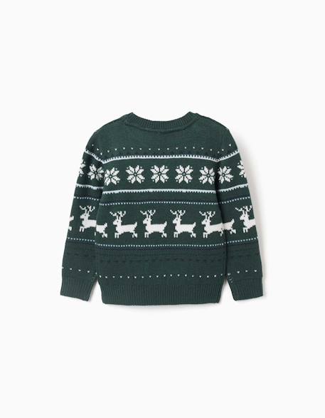 Pull en maille avec motif jacquard Vert foncé 2 - vertbaudet enfant 