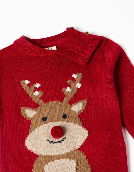 Pull en maille avec pingouin jacquard Beige+Rouge 6 - vertbaudet enfant 