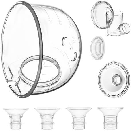 Kit de pièces de rechange pour tire-lait fidi free simple avec 5 téterelles 15-24 mm et collecteur 180 ml Transparent 1 - vertbaudet enfant 