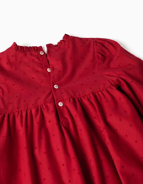 Robe en sergé à manches longues avec motif étoile en velours Rouge 3 - vertbaudet enfant 