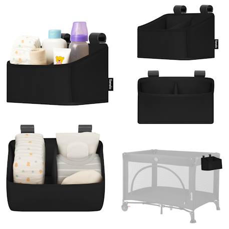 Organisateur de lit bébé sidepocket imperméable avec 3 compartiments et fermeture zippée Beige+Black+Grey 7 - vertbaudet enfant 