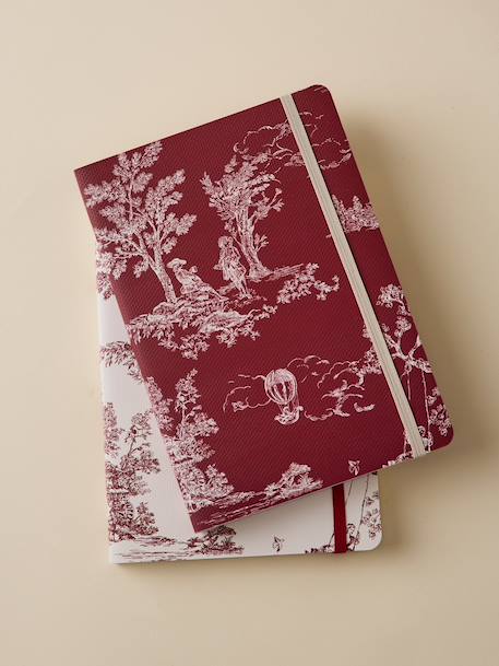 Lot de 2 carnets esprit toile de jouy Jouy bordeaux 1 - vertbaudet enfant 