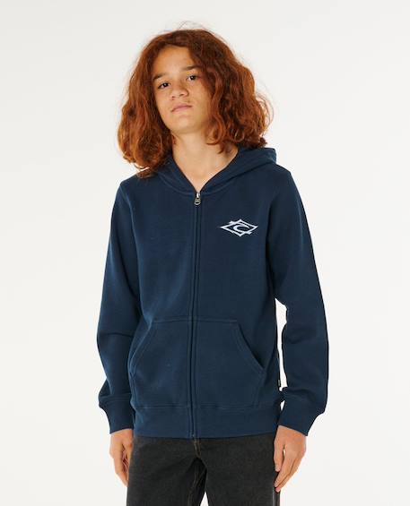 Sweat à capuche zippé hazey days garçon Bleu marine foncé+Denim délavé 1 - vertbaudet enfant 