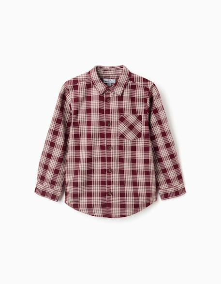 Chemise en coton à manches longues à carreaux you&me - collection Noël Rouge foncé 2 - vertbaudet enfant 