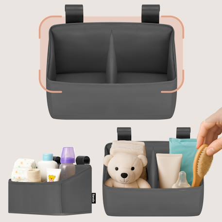 Organisateur de lit bébé sidepocket imperméable avec 3 compartiments et fermeture zippée Beige+Black+Grey 14 - vertbaudet enfant 