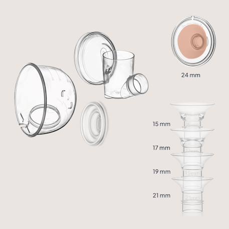 Kit de pièces de rechange pour tire-lait fidi free simple avec 5 téterelles 15-24 mm et collecteur 180 ml Transparent 4 - vertbaudet enfant 