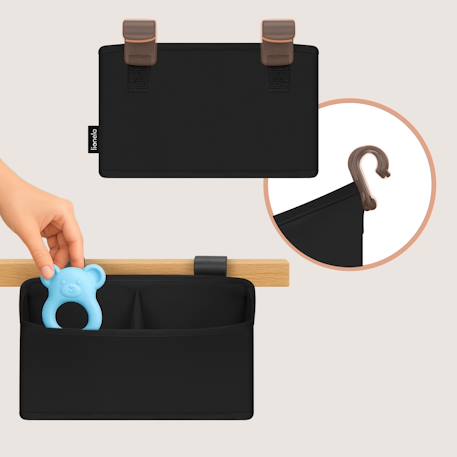 Organisateur de lit bébé sidepocket imperméable avec 3 compartiments et fermeture zippée Beige+Black+Grey 10 - vertbaudet enfant 