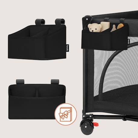 Organisateur de lit bébé sidepocket imperméable avec 3 compartiments et fermeture zippée Beige+Black+Grey 12 - vertbaudet enfant 