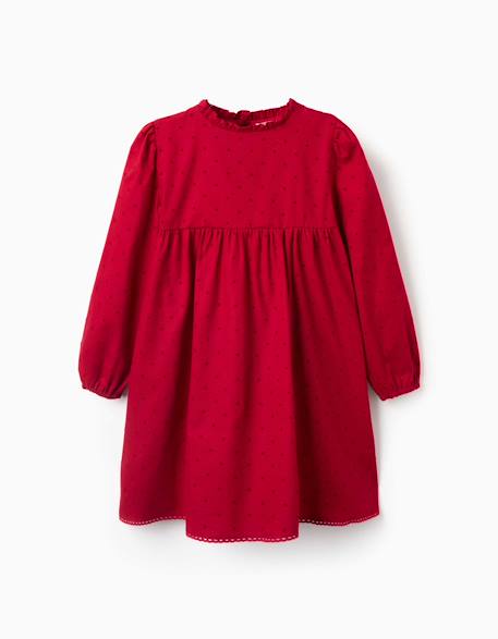 Robe en sergé à manches longues avec motif étoile en velours Rouge 1 - vertbaudet enfant 
