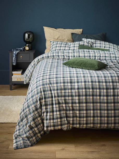 Housse de couette coton doux  'andréa' Carreaux bleu/vert+Carreaux bordeaux 3 - vertbaudet enfant 