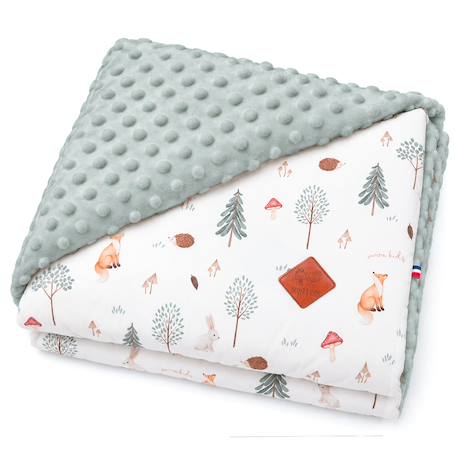 Couverture réversible animaux de la forêt forest Écru+Vert 4 - vertbaudet enfant 