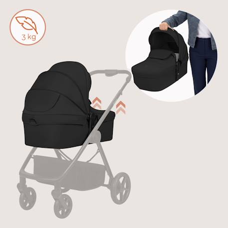 Poussette 3en1 greet avec nacelle, siège-auto astrid lite i-size, canopy upf50+ et accessoires Beige taupe+Black onyx 10 - vertbaudet enfant 