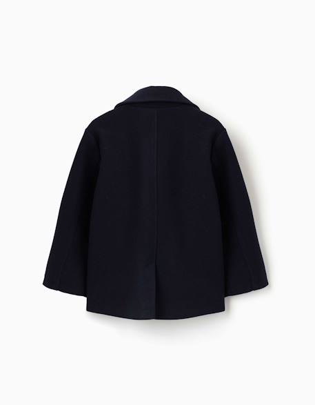 Manteau à effet laine avec poches devant Bleu foncé 2 - vertbaudet enfant 