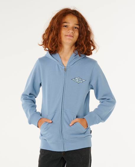 Sweat à capuche zippé hazey days garçon Bleu marine foncé+Denim délavé 7 - vertbaudet enfant 