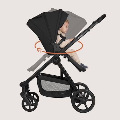Poussette 3en1 greet avec nacelle, siège-auto astrid lite i-size, canopy upf50+ et accessoires Beige taupe+Black onyx 12 - vertbaudet enfant 