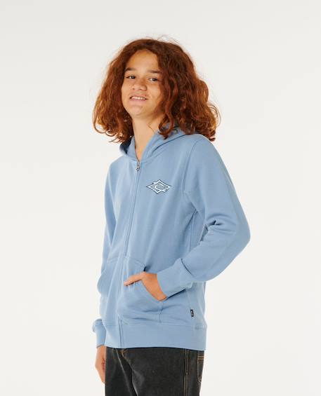 Sweat à capuche zippé hazey days garçon Bleu marine foncé+Denim délavé 8 - vertbaudet enfant 