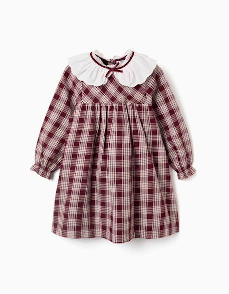 Robe à manches longues en coton à carreaux you&me - collection Noël Rouge foncé 2 - vertbaudet enfant 