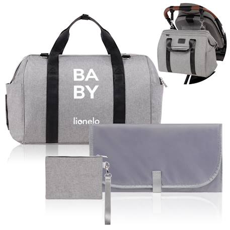 Sac à langer ida 20 l avec 2 poches isothermes, matelas à langer, trousse et fixation poussette Black onyx+Grey concrete 7 - vertbaudet enfant 