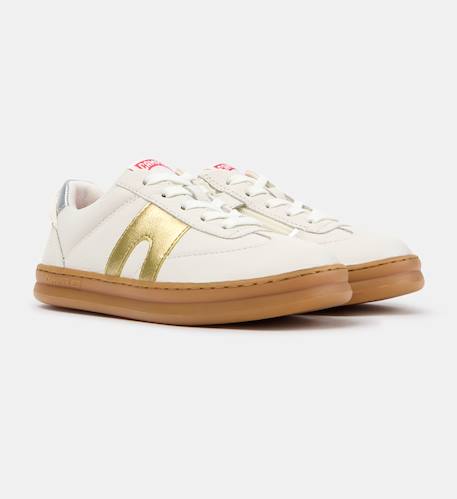 Baskets fille cuir runner four Blanc naturel 014 2 - vertbaudet enfant 