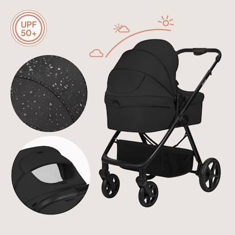 Poussette 3en1 greet avec nacelle, siège-auto astrid lite i-size, canopy upf50+ et accessoires Beige taupe+Black onyx 11 - vertbaudet enfant 