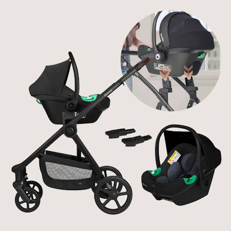 Poussette 3en1 greet avec nacelle, siège-auto astrid lite i-size, canopy upf50+ et accessoires Beige taupe+Black onyx 9 - vertbaudet enfant 