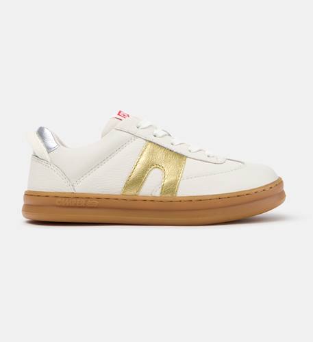 Baskets fille cuir runner four Blanc naturel 014 1 - vertbaudet enfant 