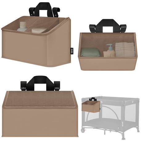 Organisateur de lit bébé sidepocket imperméable avec 3 compartiments et fermeture zippée Beige+Black+Grey 1 - vertbaudet enfant 