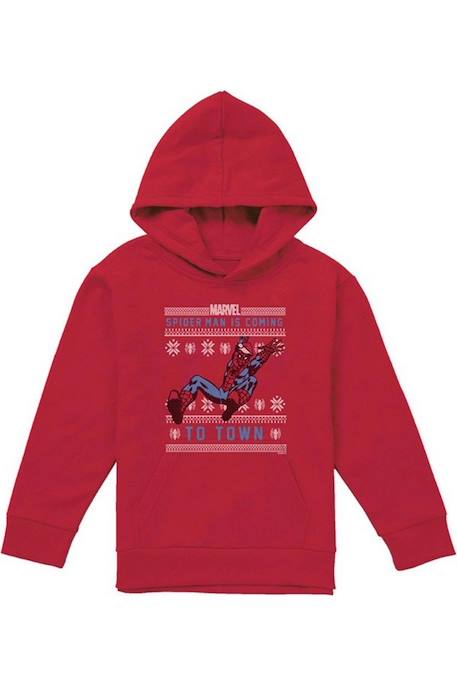 Sweat à capuche noël Spiderman Rouge 1 - vertbaudet enfant 