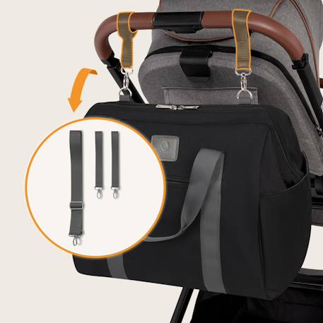 Sac à langer ida 20 l avec 2 poches isothermes, matelas à langer, trousse et fixation poussette Black onyx+Grey concrete 4 - vertbaudet enfant 