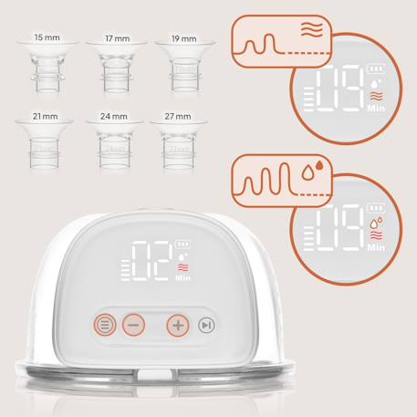 Tire-lait mains libres fidi free lumi avec 9 niveaux, autonomie 180 min et réservoir rétroéclairé 180 ml White natural 2 - vertbaudet enfant 