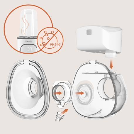 Tire-lait mains libres fidi free lumi avec 9 niveaux, autonomie 180 min et réservoir rétroéclairé 180 ml White natural 4 - vertbaudet enfant 