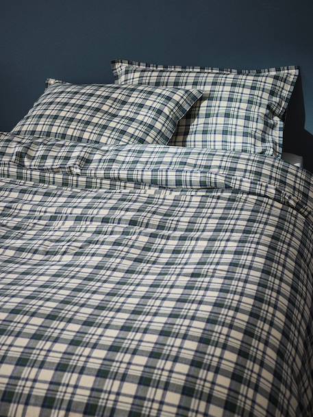 Housse de couette coton doux  'andréa' Carreaux bleu/vert+Carreaux bordeaux 1 - vertbaudet enfant 