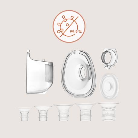 Kit de pièces de rechange pour tire-lait fidi free lumi avec 6 téterelles 15-27 mm et collecteur 180 ml Transparent 2 - vertbaudet enfant 