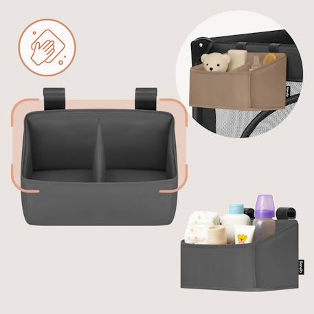 Organisateur de lit bébé sidepocket imperméable avec 3 compartiments et fermeture zippée Beige+Black+Grey 17 - vertbaudet enfant 
