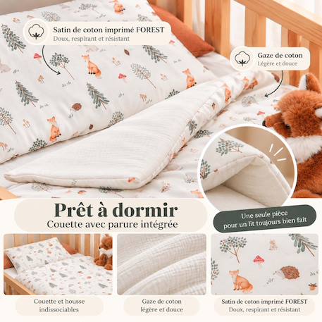 Couette et oreiller enfant prêt à dormir forest Écru 3 - vertbaudet enfant 