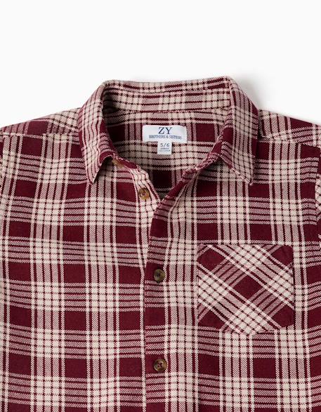 Chemise en coton à manches longues à carreaux you&me - collection Noël Rouge foncé 4 - vertbaudet enfant 