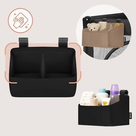 Organisateur de lit bébé sidepocket imperméable avec 3 compartiments et fermeture zippée Beige+Black+Grey 11 - vertbaudet enfant 