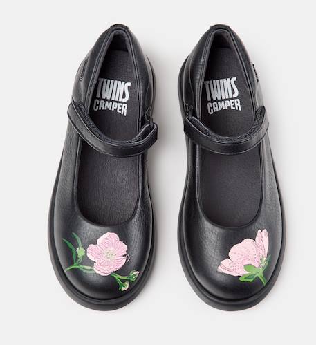 Ballerines fille en cuir duet twins Noir 008 3 - vertbaudet enfant 