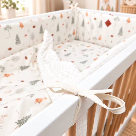 Tour de lit bébé réversible en gaze de coton forest Écru 5 - vertbaudet enfant 