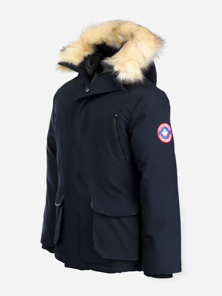 Parka hiver garçon à capuche Bleu foncé+Noir 2 - vertbaudet enfant 