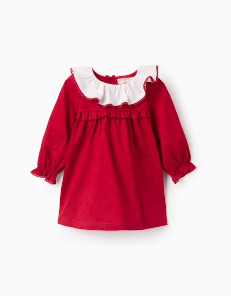 Robe en sergé à manches longues avec motif étoile en velours Rouge 1 - vertbaudet enfant 