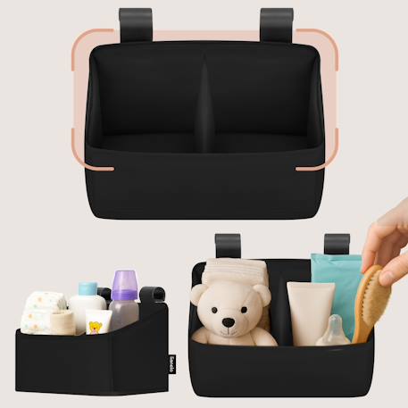 Organisateur de lit bébé sidepocket imperméable avec 3 compartiments et fermeture zippée Beige+Black+Grey 8 - vertbaudet enfant 