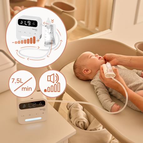 Aspirateur nasal électrique babyair flow sans fil avec 9 niveaux d’aspiration, veilleuse et 3 embouts White 4 - vertbaudet enfant 