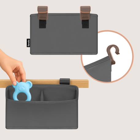Organisateur de lit bébé sidepocket imperméable avec 3 compartiments et fermeture zippée Beige+Black+Grey 16 - vertbaudet enfant 