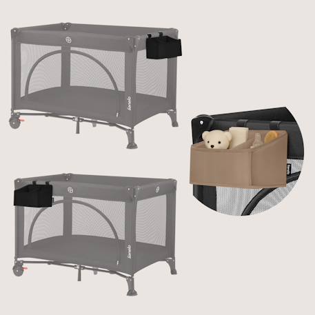 Organisateur de lit bébé sidepocket imperméable avec 3 compartiments et fermeture zippée Beige+Black+Grey 9 - vertbaudet enfant 