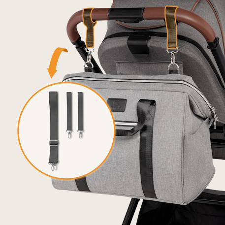 Sac à langer ida 20 l avec 2 poches isothermes, matelas à langer, trousse et fixation poussette Black onyx+Grey concrete 10 - vertbaudet enfant 