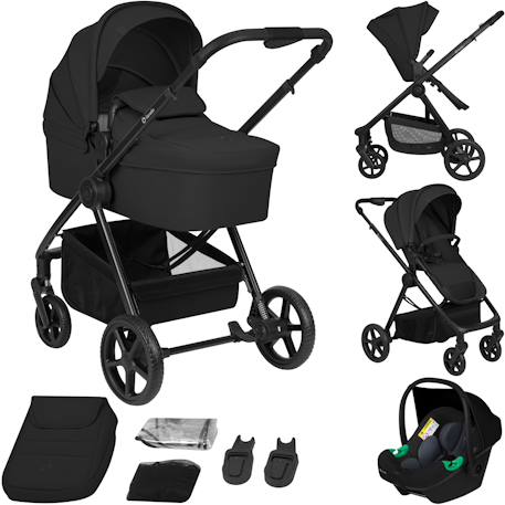 Poussette 3en1 greet avec nacelle, siège-auto astrid lite i-size, canopy upf50+ et accessoires Beige taupe+Black onyx 7 - vertbaudet enfant 